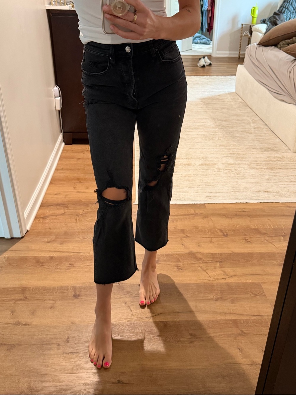 wild fable Black Distressed ankle Straight Jeans